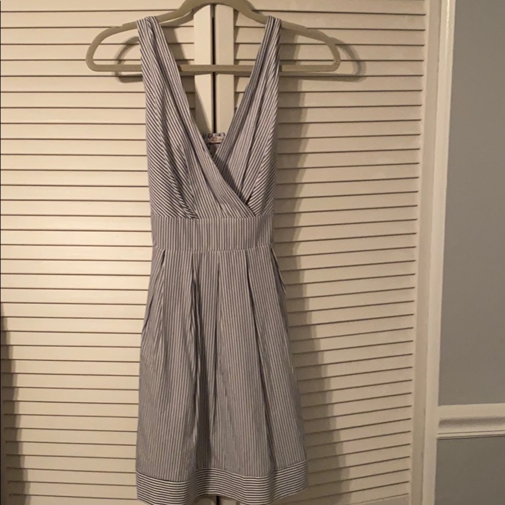 Blue and white stripped dress